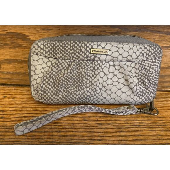 Travelon Wristlet Wallet Women’s Gray Cream - Picture 1 of 5
